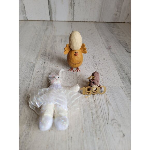 Easter egg chick bunny ballerina squirrel ornament figure set spring - Picture 1 of 7